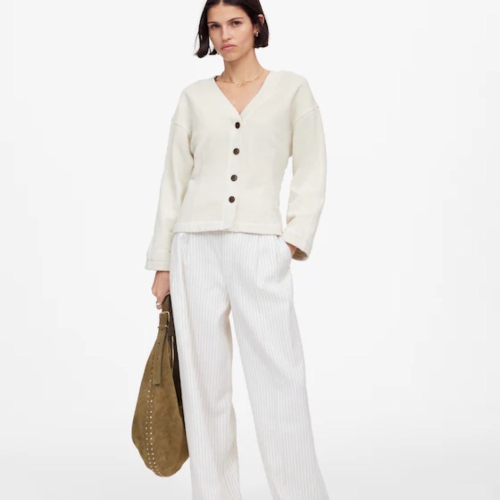 Madewell Nwt Darted Cardigan Sweatshirt Parchment Womens Small